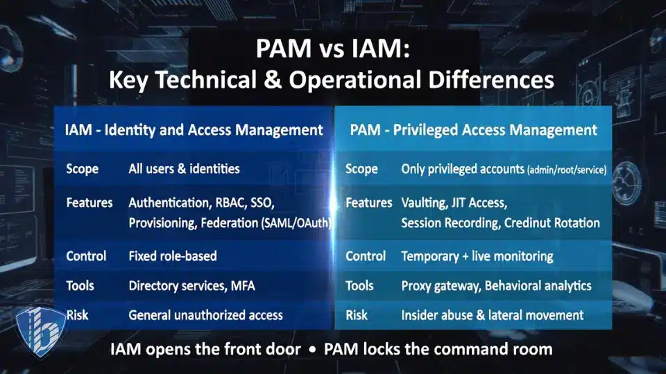تفاوت PAM و IAM در لایه‌ ها ی فنی و عملیاتی